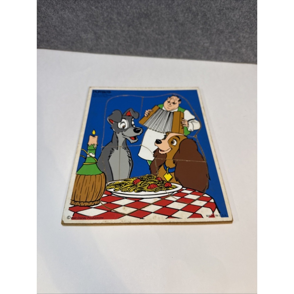 Playskool Lady and the Tramp 7-Piece Wooden Tray Puzzle Walt Disney